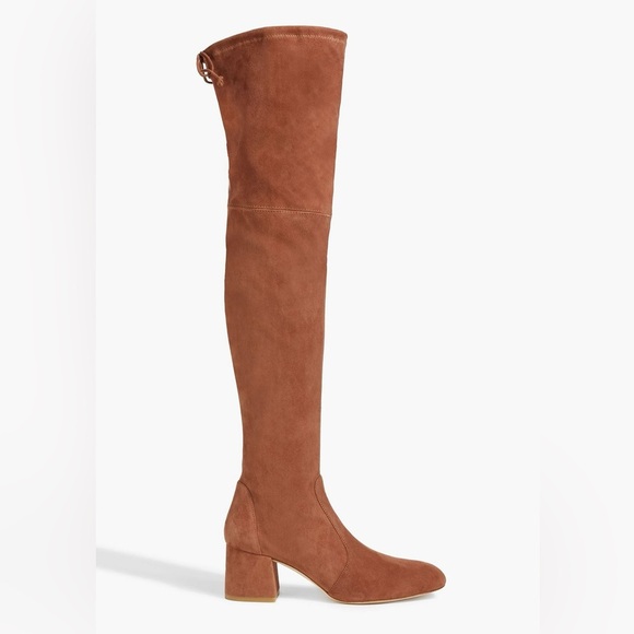 SOLD - New Stuart Weitzman Flareland Suede Over The Knee Boots Tan Sz 8 - Picture 1 of 14